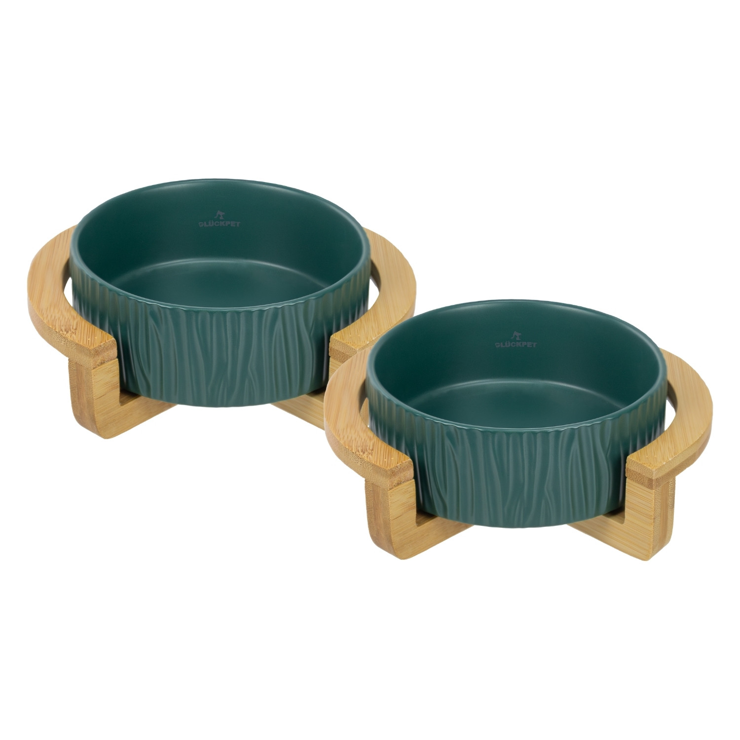 Pack 2 Comederos de Cerámica para Gatos con Base de Bambú 400ml Glückpet Comederos para Perros y Gatos 1